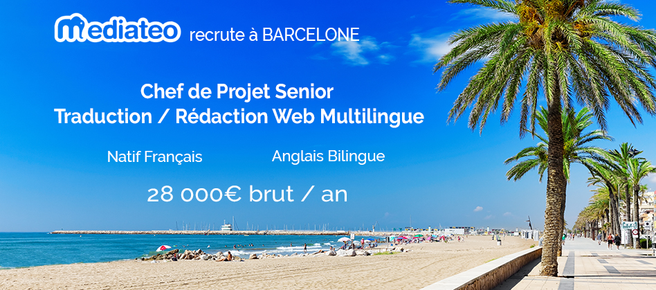 Mediateo recrute un Chef de Projet Senior Traduction / Rédaction Web Multilingue